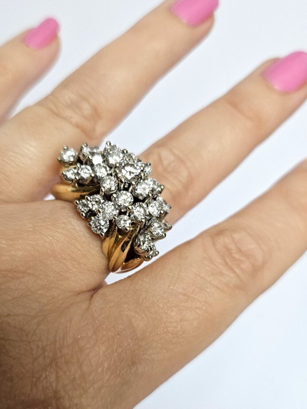 Vintage Estate 18K Gold 3.49 CTW Diamond Cocktail Ring | Size 6